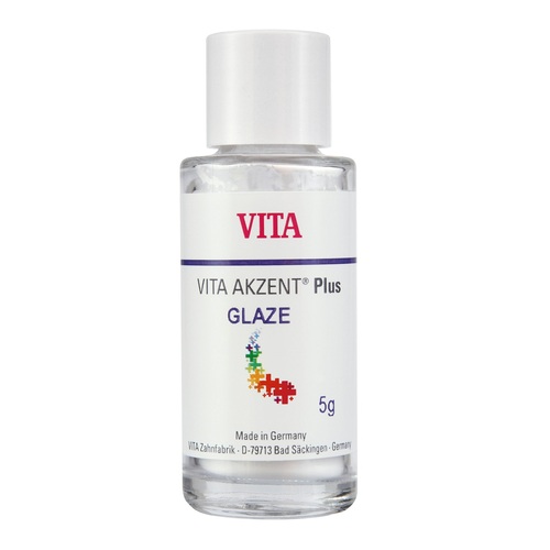VITA Akzent Plus Glaze Polvo 5g, polvo de glaseado dental con brillo excepcional y durabilidad superior para restauraciones cerámicas.