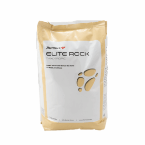Yeso dental Elite Rock Sandy Brown de Zhermack con alta resistencia y estabilidad dimensional.