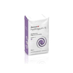 Alginato dental Hydrogum 5 de Zhermack con fórmula hidrodinámica de alta precisión y resistencia.